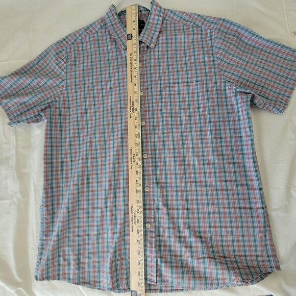 Saddlebred Mens Green Blue Plaid Short Sleeve Shirt Size XL - Picture 10 of 12